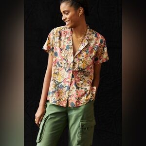 Anthropologie Pilcro Printed Voile Surf Shirt Top Size xs